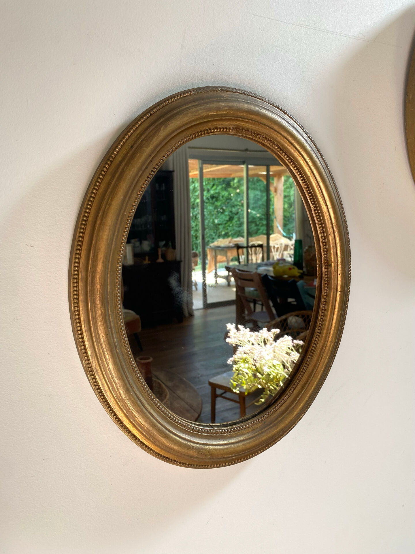 Miroir ovale en bois doré, style Napoléon III