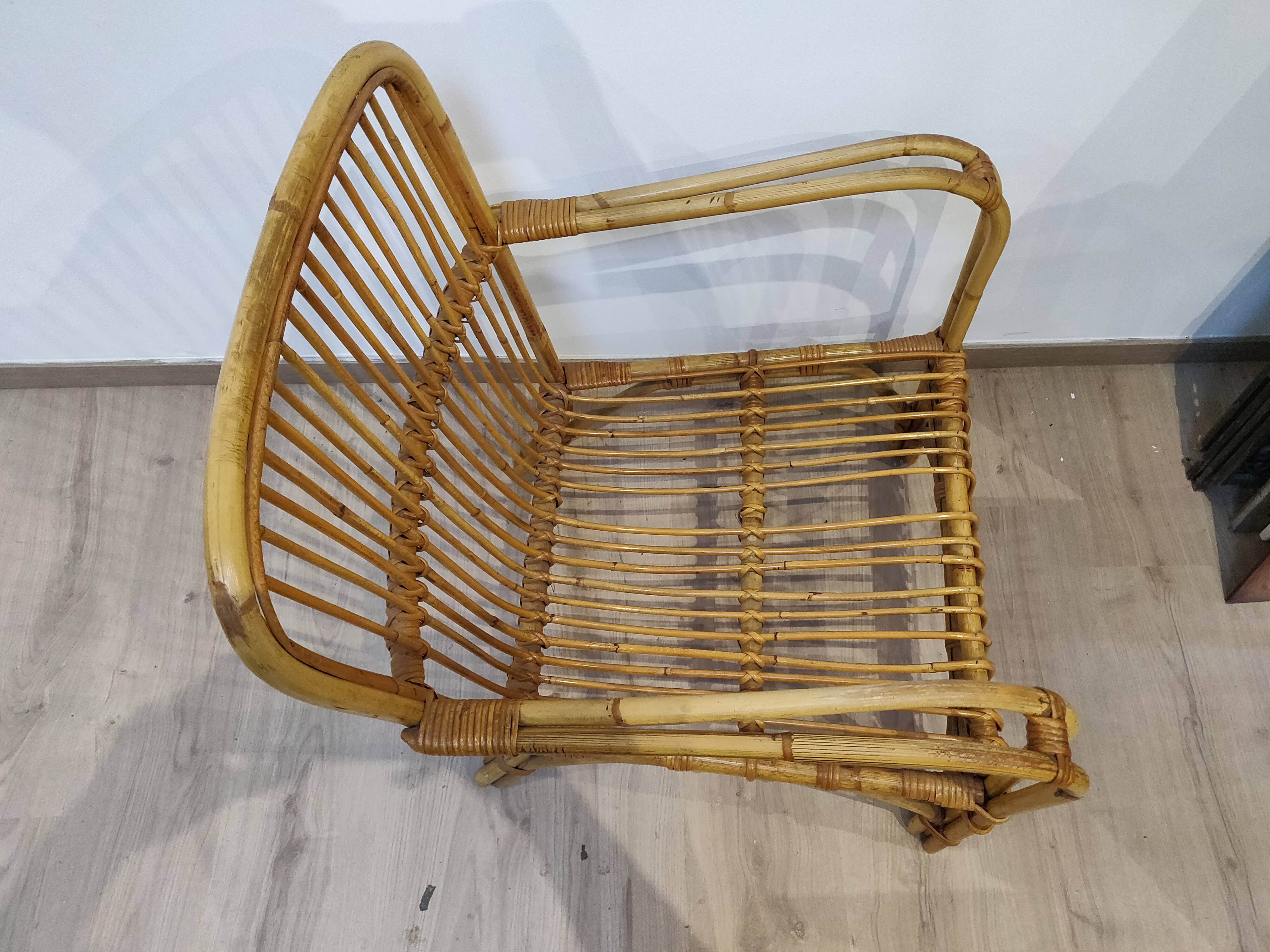 Vintage rattan armchair 60s