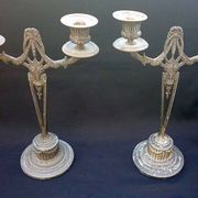 WMF Antique Art Nouveau Candlestick Pair Jugendstil  Germany