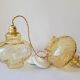 Duo of amber glass pendant lights