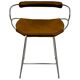 Bar stool with a back, aged silver metal and natural tobacco leather, organic design.
