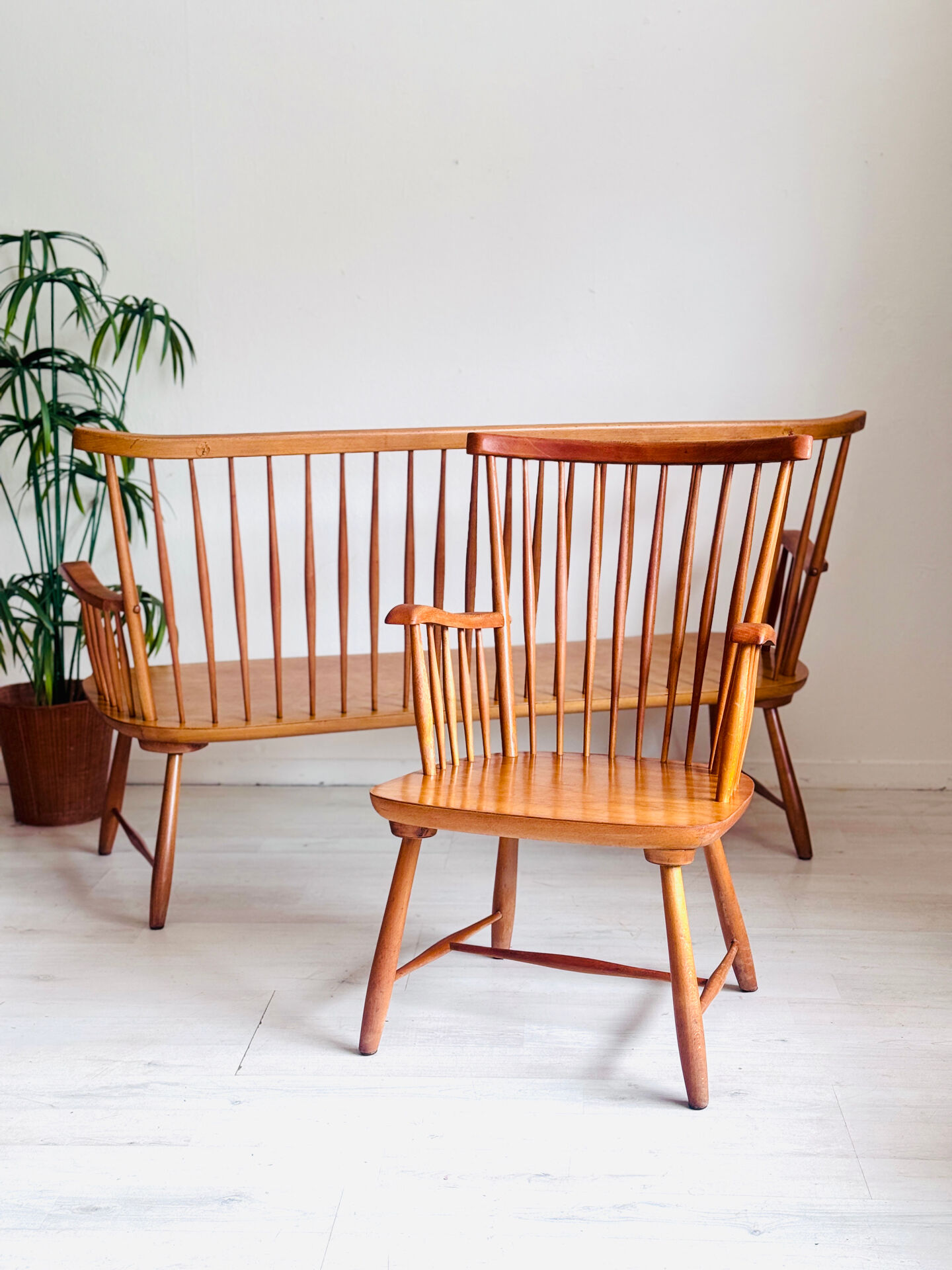 Vintage ‘winsdsor’ bench and chairs 1950’s