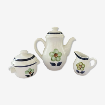 Vintage orchies mill teapot, sugar bowl and matching milk pot