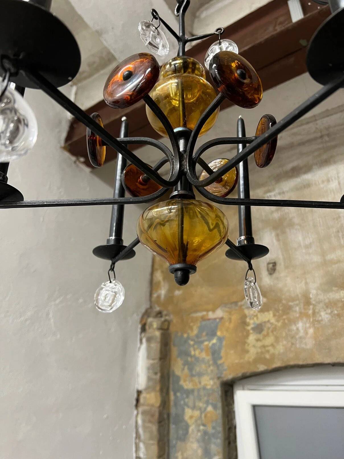 Art glass chandelier | Erik Höglund for Boda | Sweden | 1970s