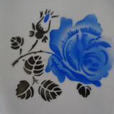 Oval flat earthenware blue flowers 519112 Badonviller