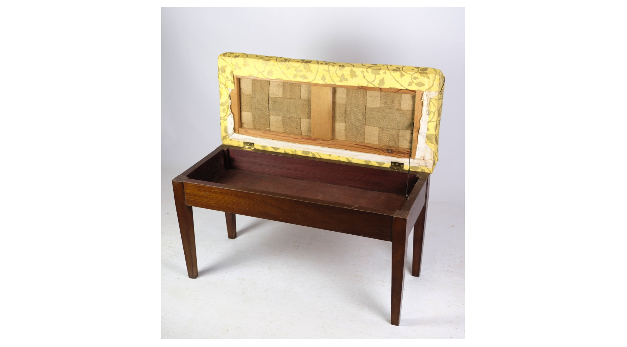 Piano bench / stool in mahogany with light floral fabric from around 1910