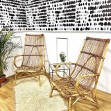 Paire fauteuils en rotin vintage