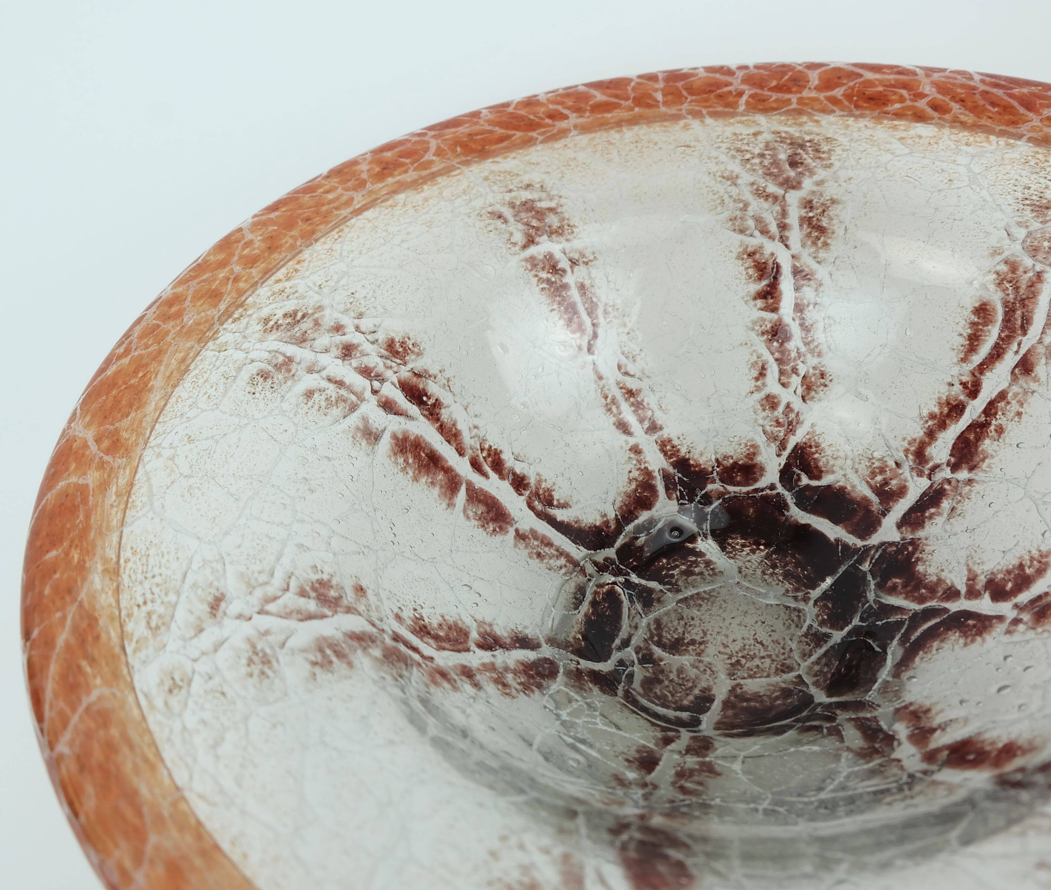 WMF art deco ikora glass BOWL karl wiedmann 1930s orange and dark red