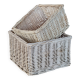 Vintage white wicker storage baskets