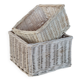 Paniers de rangement vintage en osier blanc