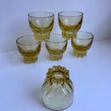 Lot de 6 verres à liqueur en verre jaune années 70