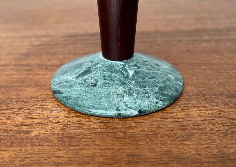 Vintage postmodern Italian wooden and stone candle holders, 1980s, set of 2.