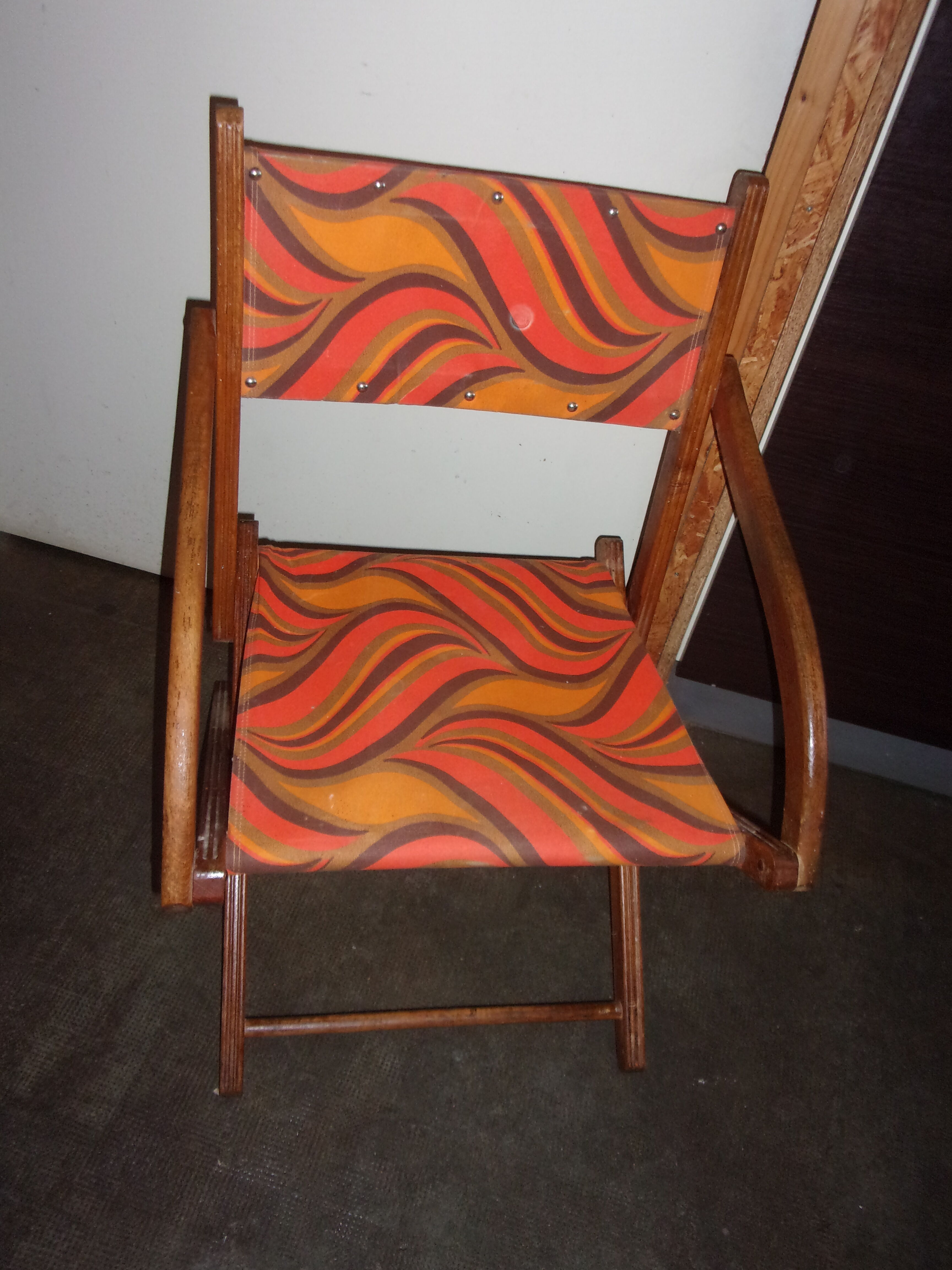 Folding chair wood camping Scandinavian style 1960