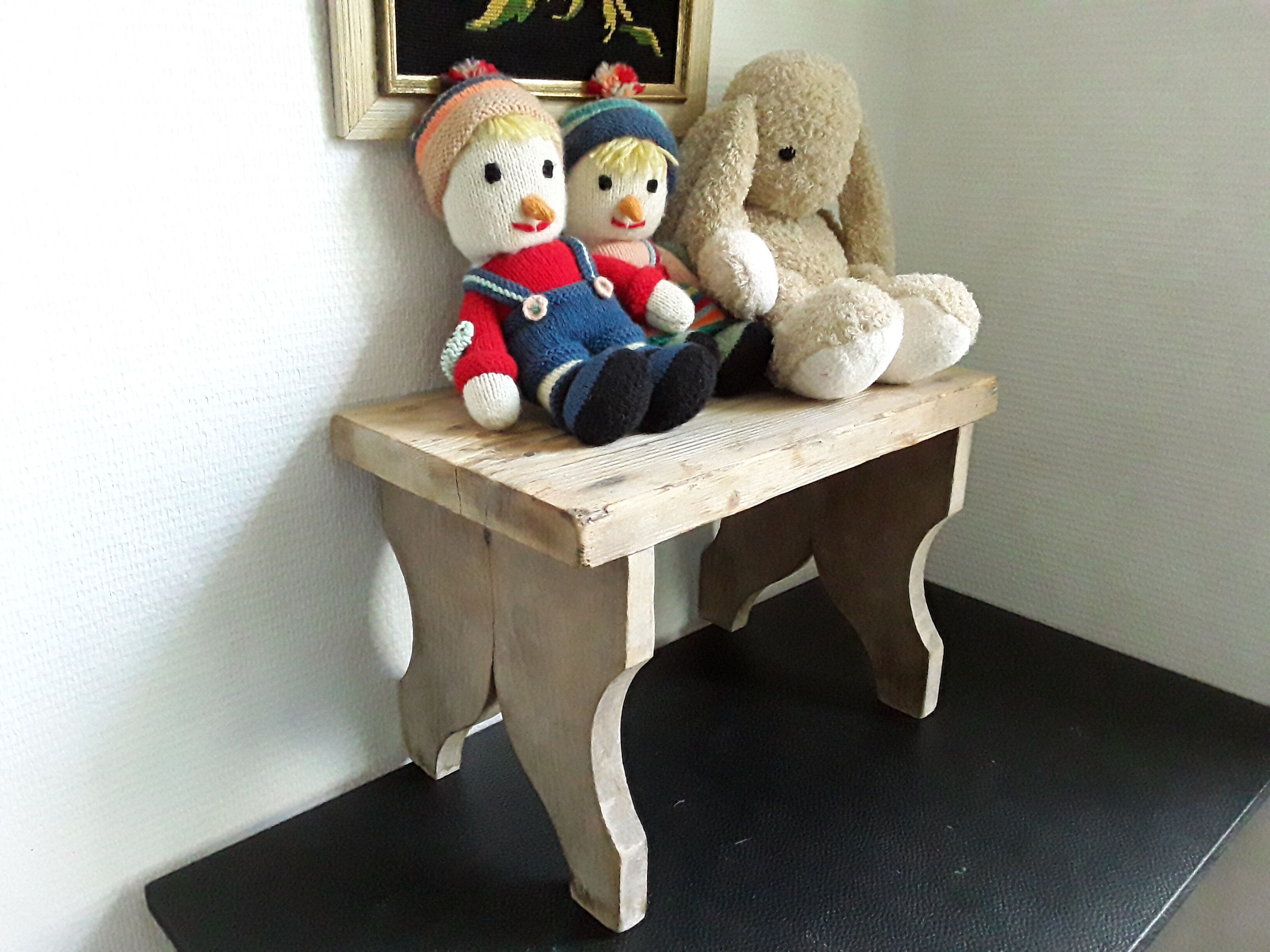 Antique bench stool in solid wood