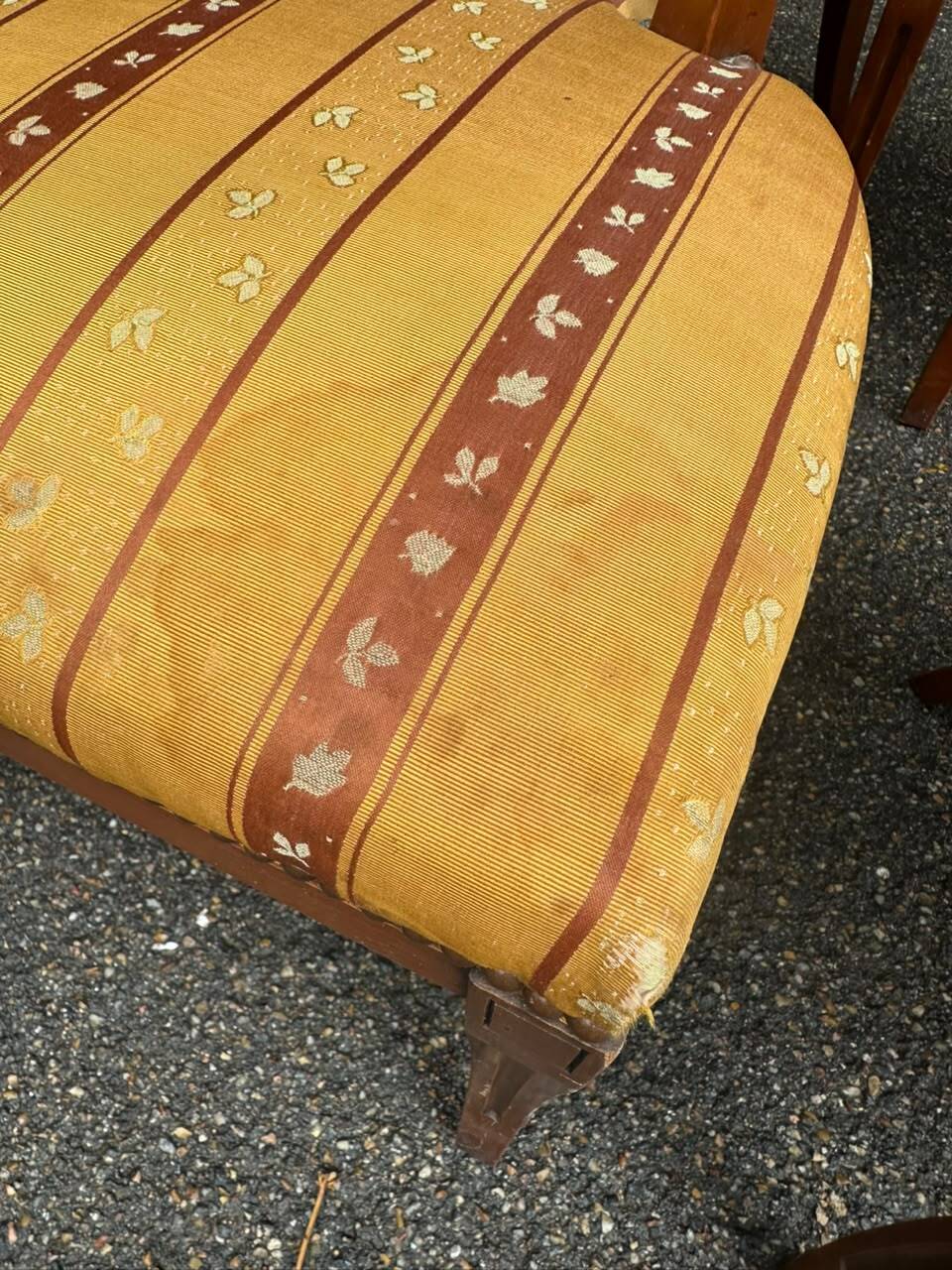 4 Matignon chairs by René Trotel in solid cherry wood and yellow fabric from the 1960s.