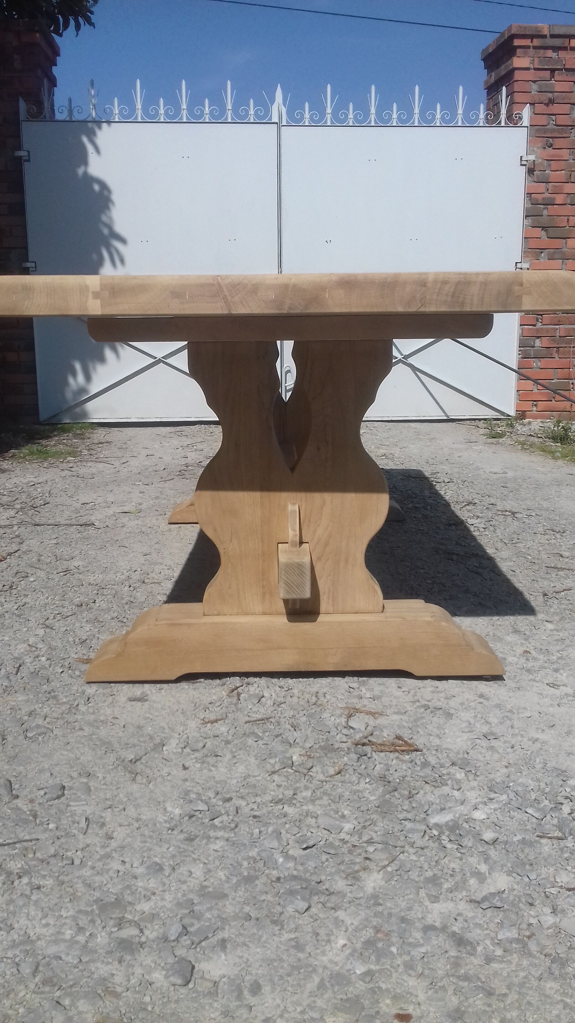 Solid oak monastery table raw wood.