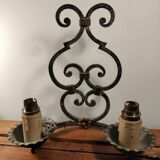 Pair of antique wrought iron wall lights gilbert poillerat baroque 1940