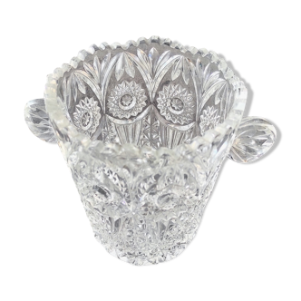 crystal ice bucket with 2 vintage handles