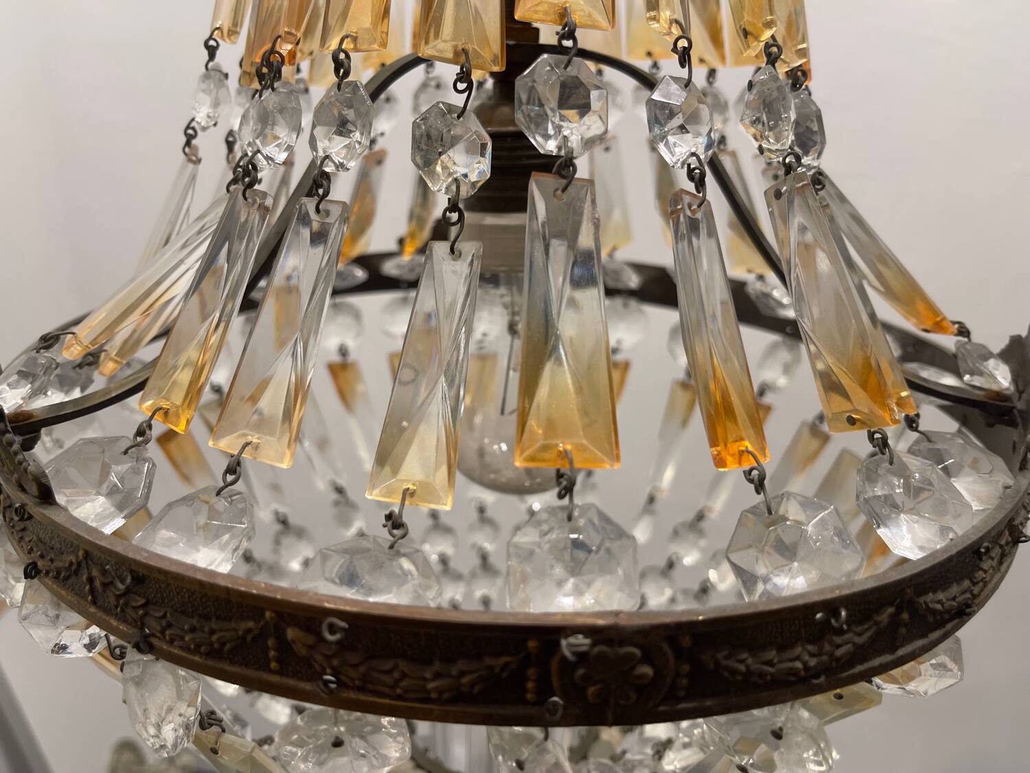 Italian Crystal Basket Chandelier 1960’s
