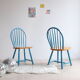 Pair of vintage Scandinavian Windsor chairs with blue bars