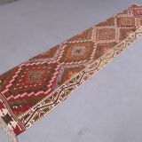 Old turkish narrow kilim runner 390x77 cm