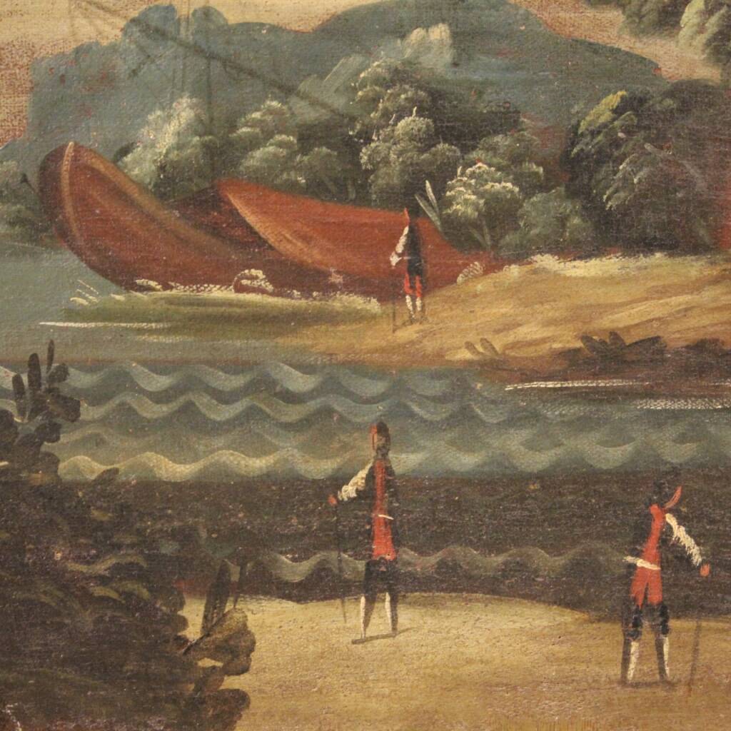 Peinture de paysage marin italienne du XVIIIe siècle.