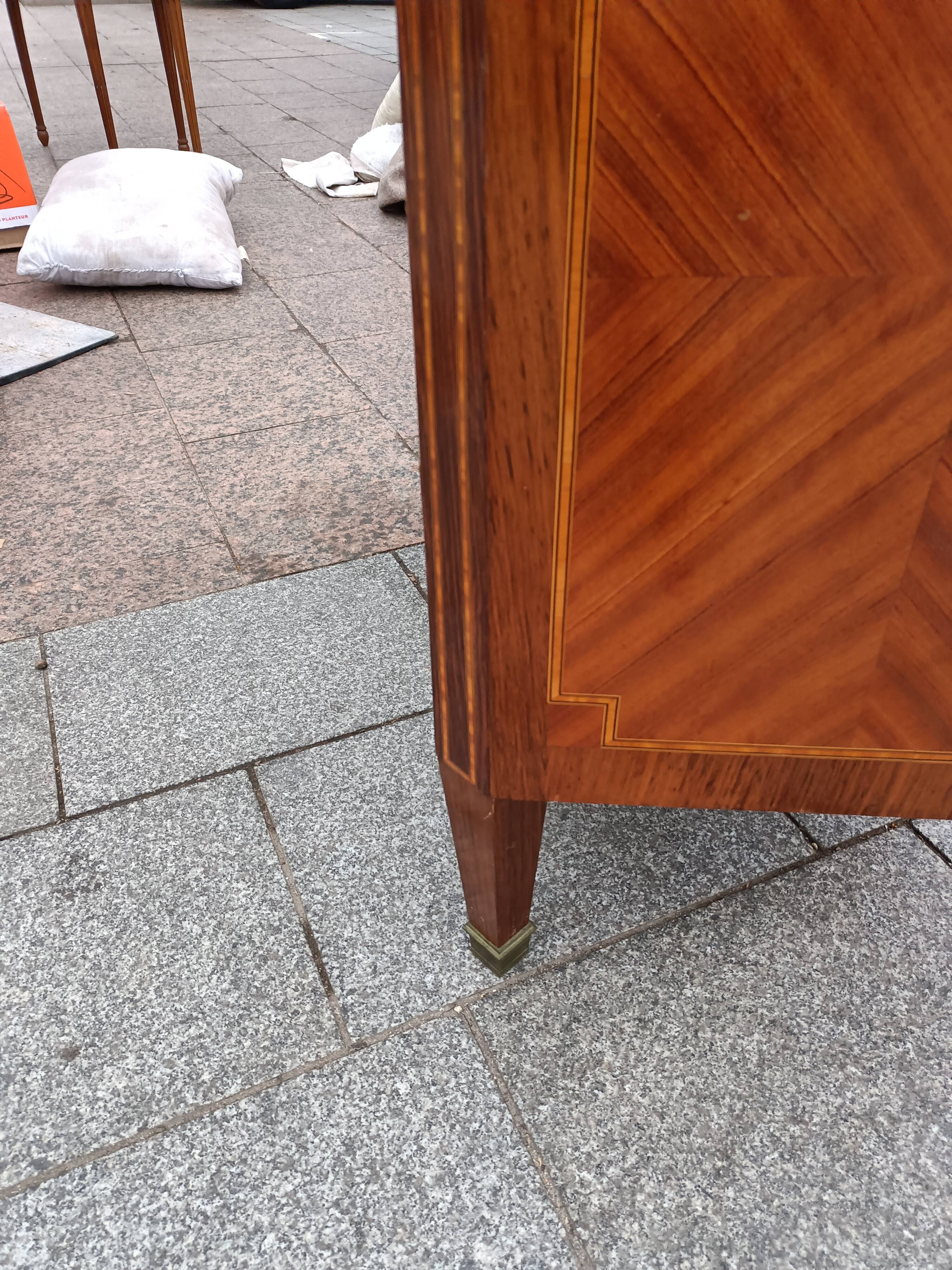 Old Louis XVI style chest of drawers in marquetry