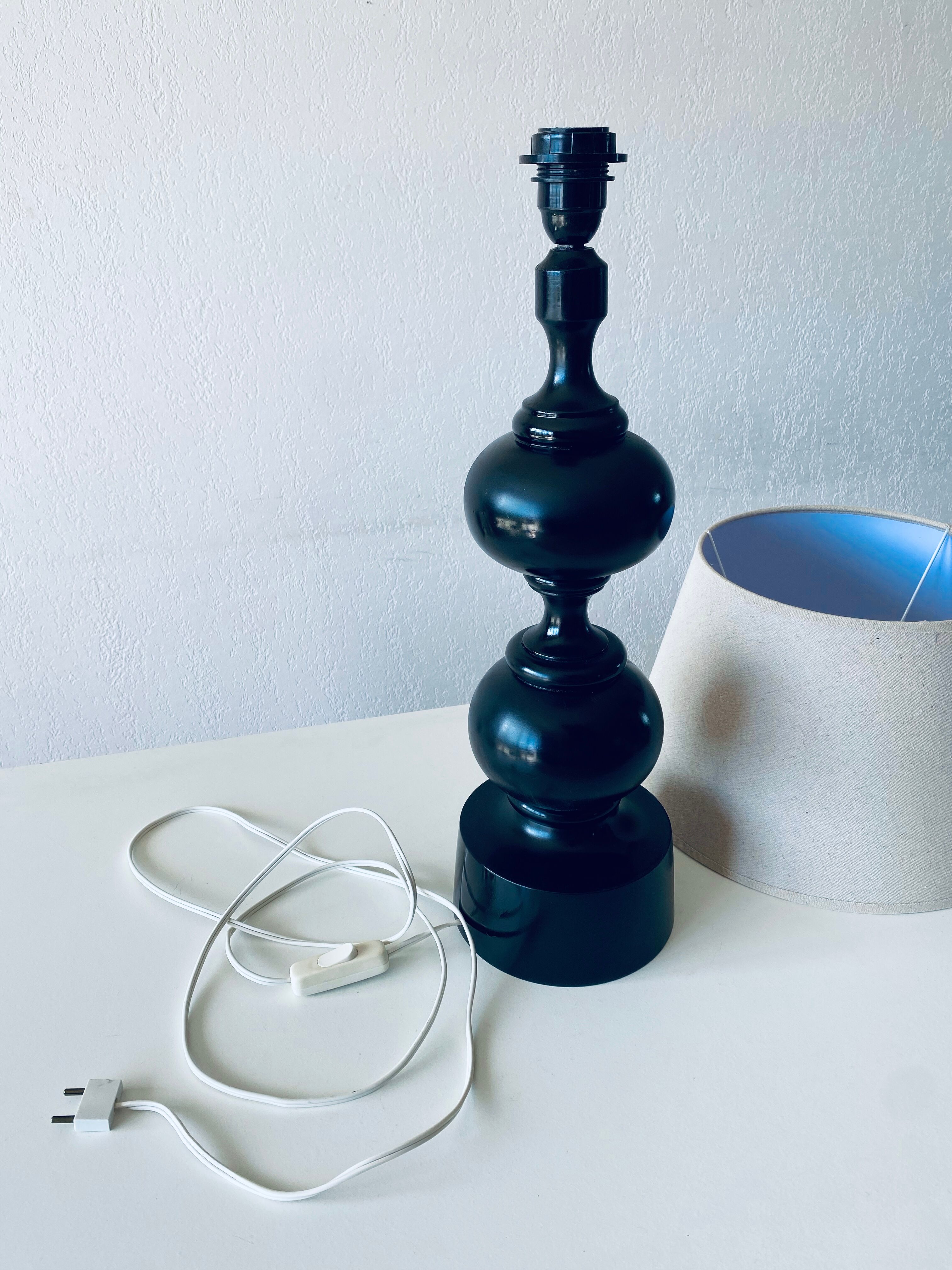 Vintage turned wooden lamp