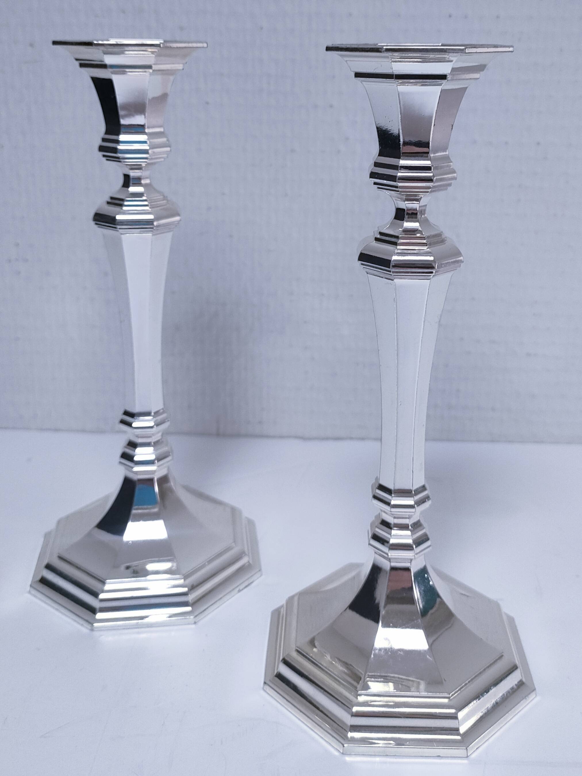 Pair of BMF candlesticks in silver-plated metal, vintage stamped