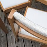 Set of 4 restored vintage chairs / White bouclette