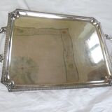Large rectangular silver metal tray with handles Maison Wiskemann