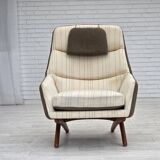 1970s, Danish design by Illum Wikkelsø, furniture wool fabric, oak wood.