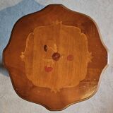 Charming vintage side table – carved wood and inlaid top