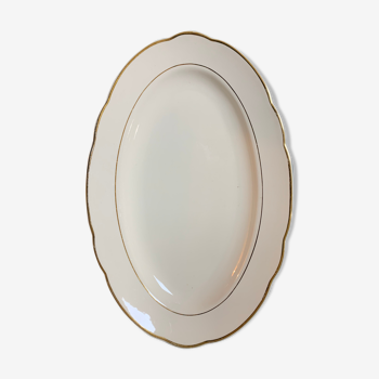 Oval dish white faience and golden edge  Villeroy and Boch