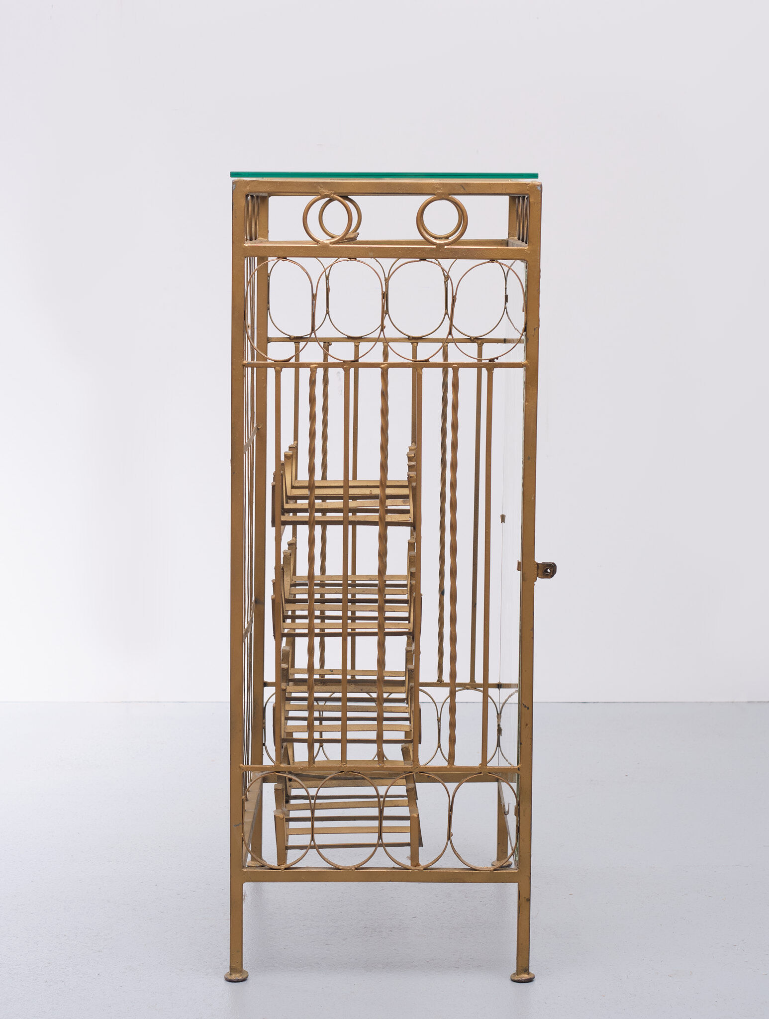 Gold metal wine rack or cocktail bar, 1950s, italy
