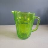 Vintage green molded glass pitcher