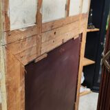 Old large Louis XVI style trumeau mirror with pediment and floral basket knot