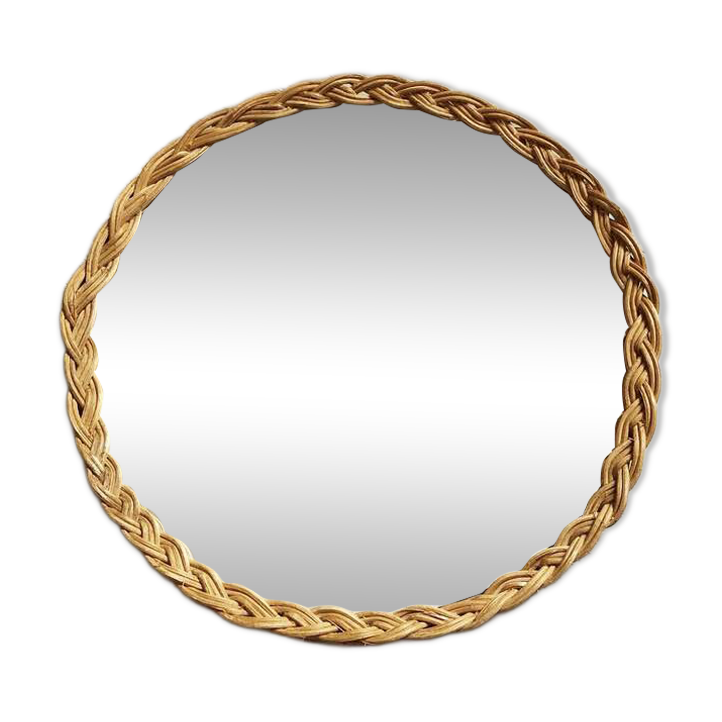 Vintage woven rattan mirror