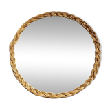 Vintage woven rattan mirror