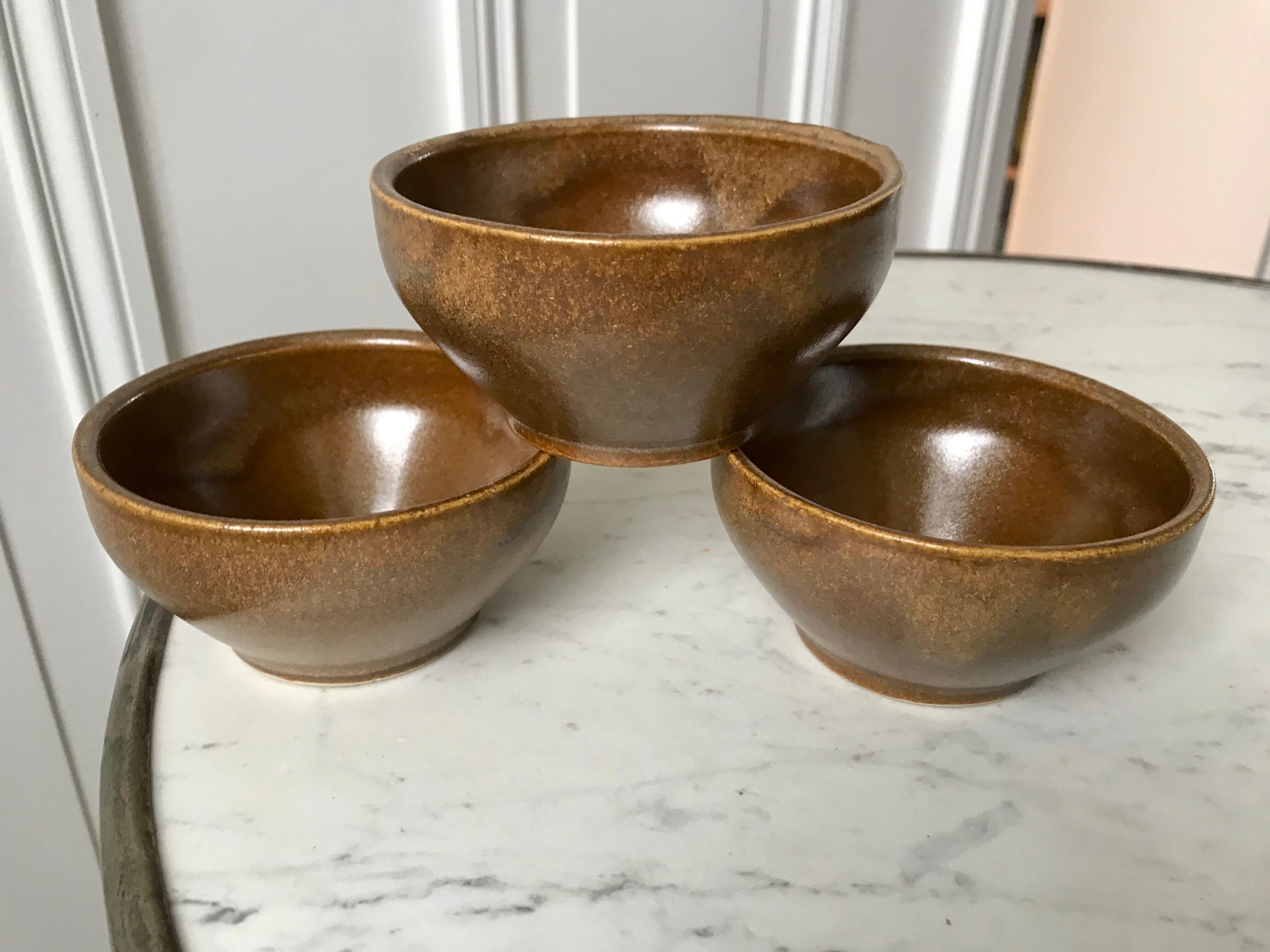 Trio de bols en grès années 70
