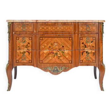 Transitional style commode in marquetry