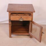 Old burmese teak glass bedside table