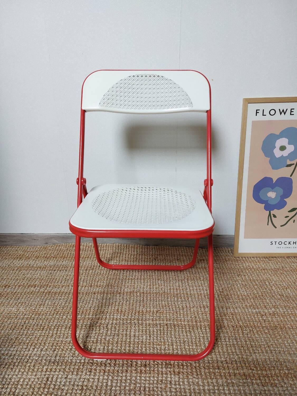 Chaise pliante vintage design italie cannage