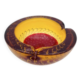 Galliano Ferro Murano Bullicante Sommerso Red Amber Ashtray 70s
