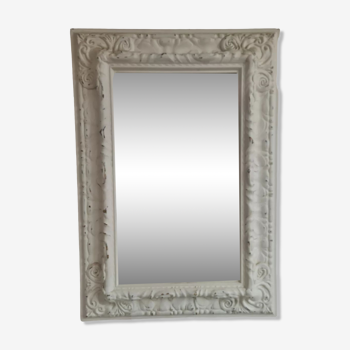Miroir blanc rectangulaire XXeme  51x73cm