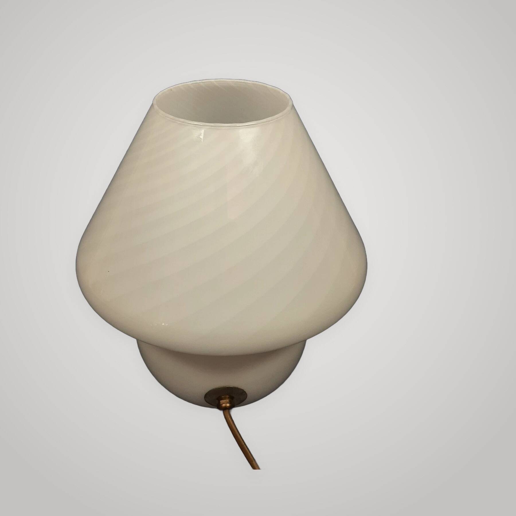 Mushroom Table Lamp Murano Glass White Spiral Modern Design 1970