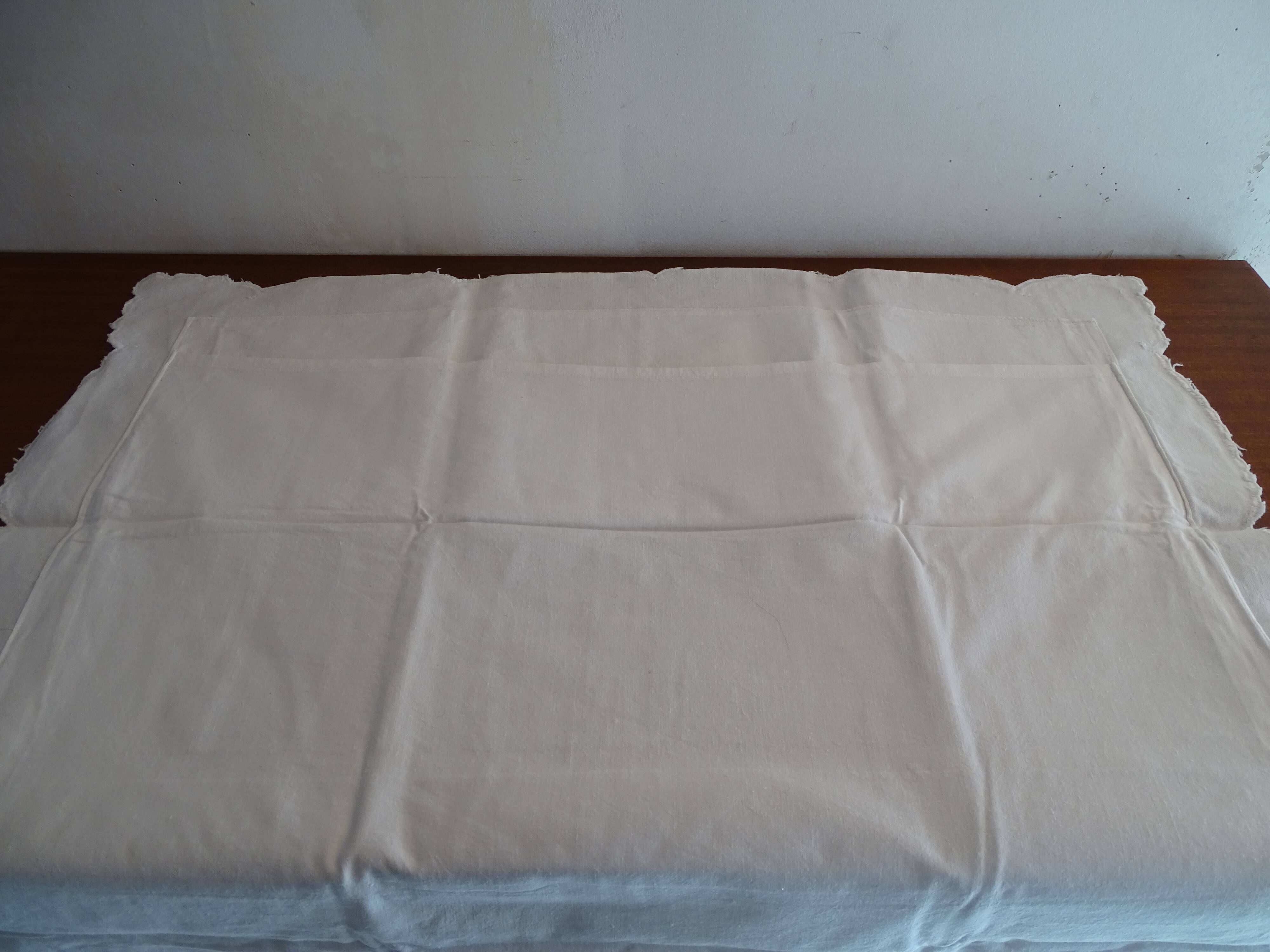 2 old R.A embroidered pillowcases in 73cm by 73cm cotton
