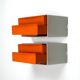 Tiroirs muraux modulaires orange vintage – Plastique des années 1970, style Space Age