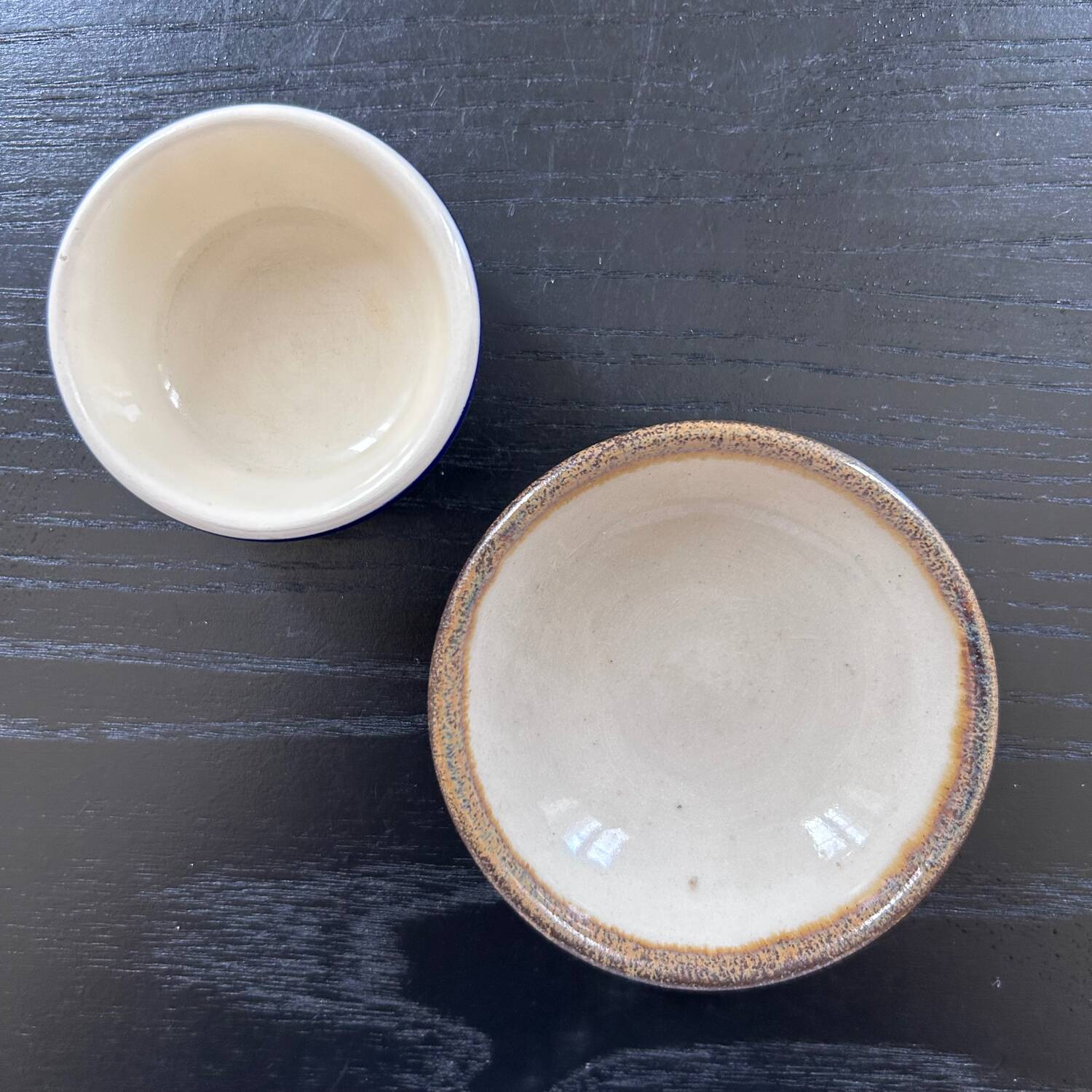 Duo of butter dishes signed HB Quimper