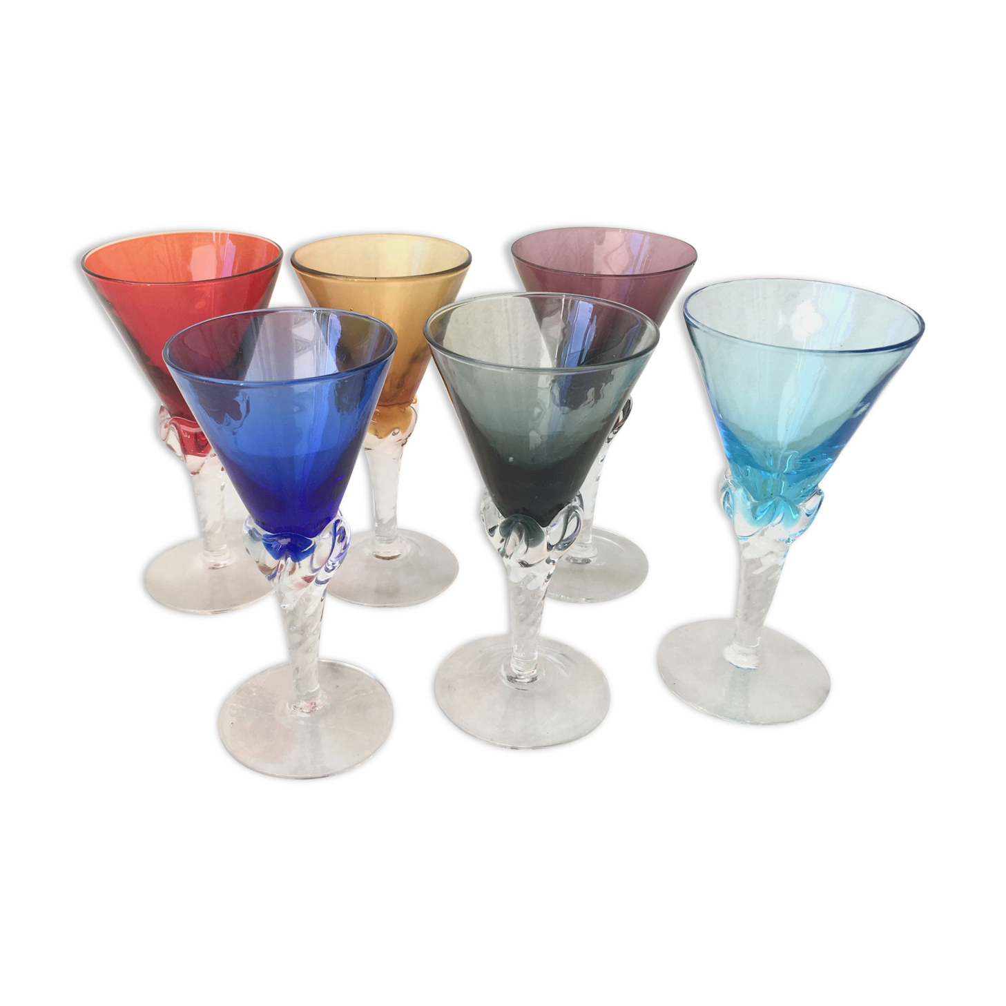Set of 6 colored alcohol glasses